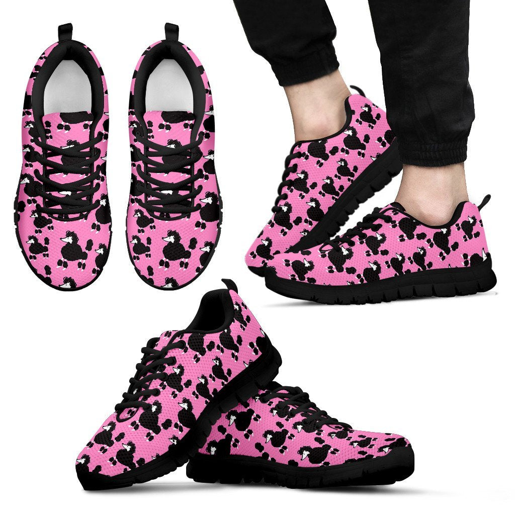 Poodle Dog Print Pattern Black Sneaker Shoes For Men Women-grizzshop