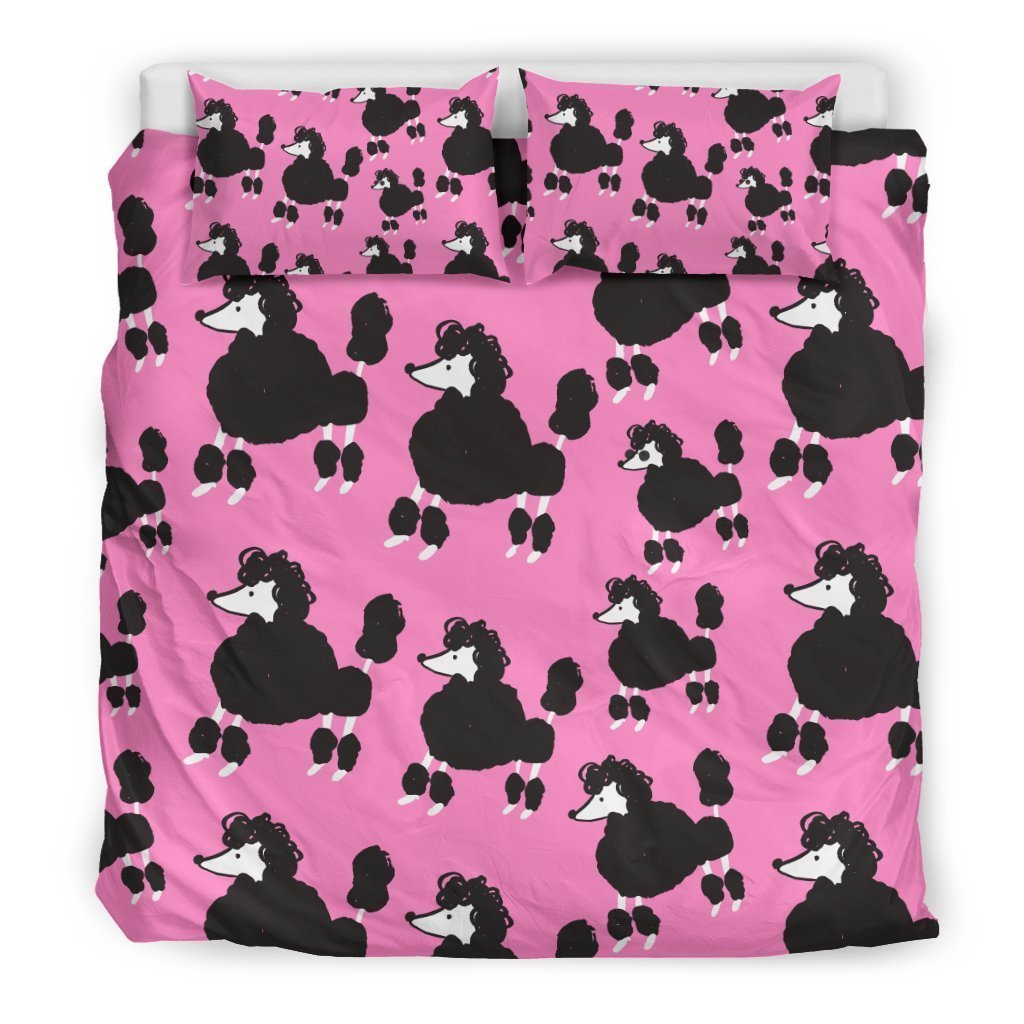 Poodle Dog Print Pattern Duvet Cover Bedding Set-grizzshop