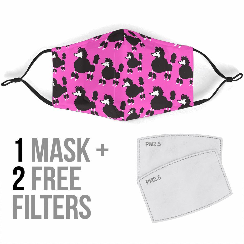 Poodle Dog Print Pattern Face Mask-grizzshop