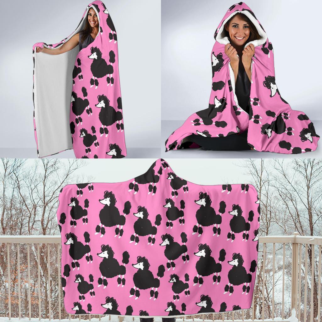 Poodle Dog Print Pattern Hooded Blanket-grizzshop