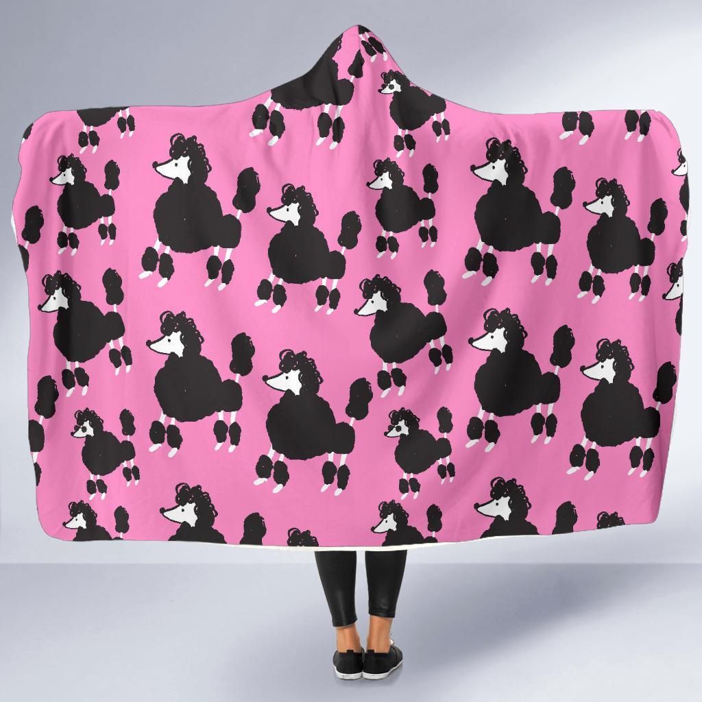 Poodle Dog Print Pattern Hooded Blanket-grizzshop