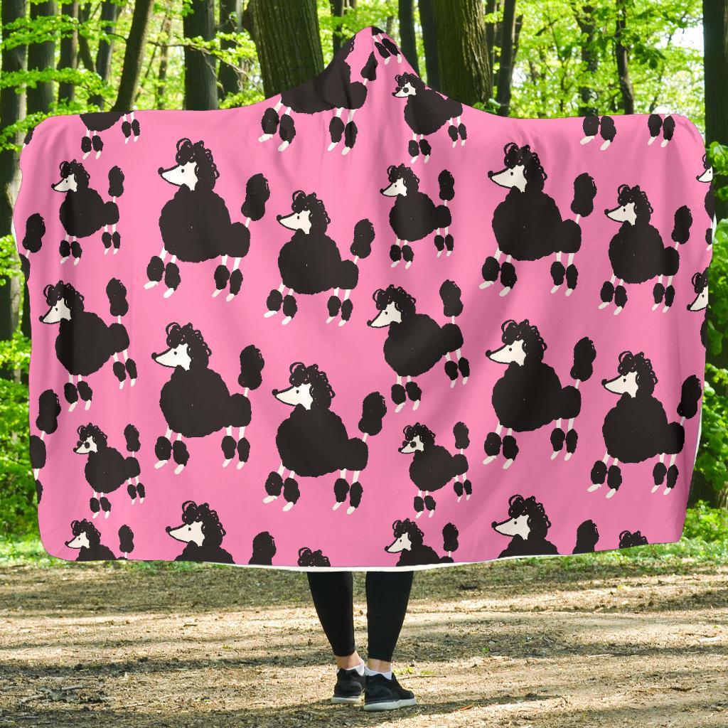 Poodle Dog Print Pattern Hooded Blanket-grizzshop