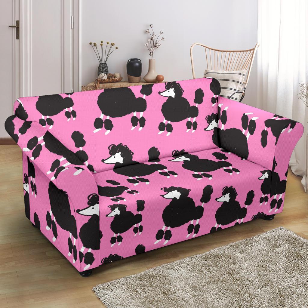 Poodle Dog Print Pattern Loveseat Cover-grizzshop