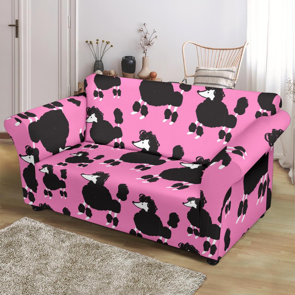 Poodle Dog Print Pattern Loveseat Cover-grizzshop