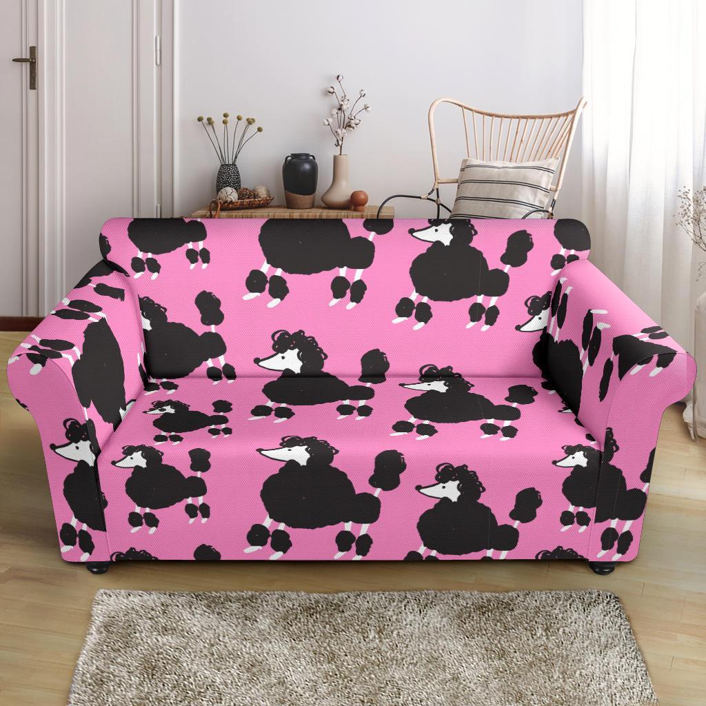 Poodle Dog Print Pattern Loveseat Cover-grizzshop