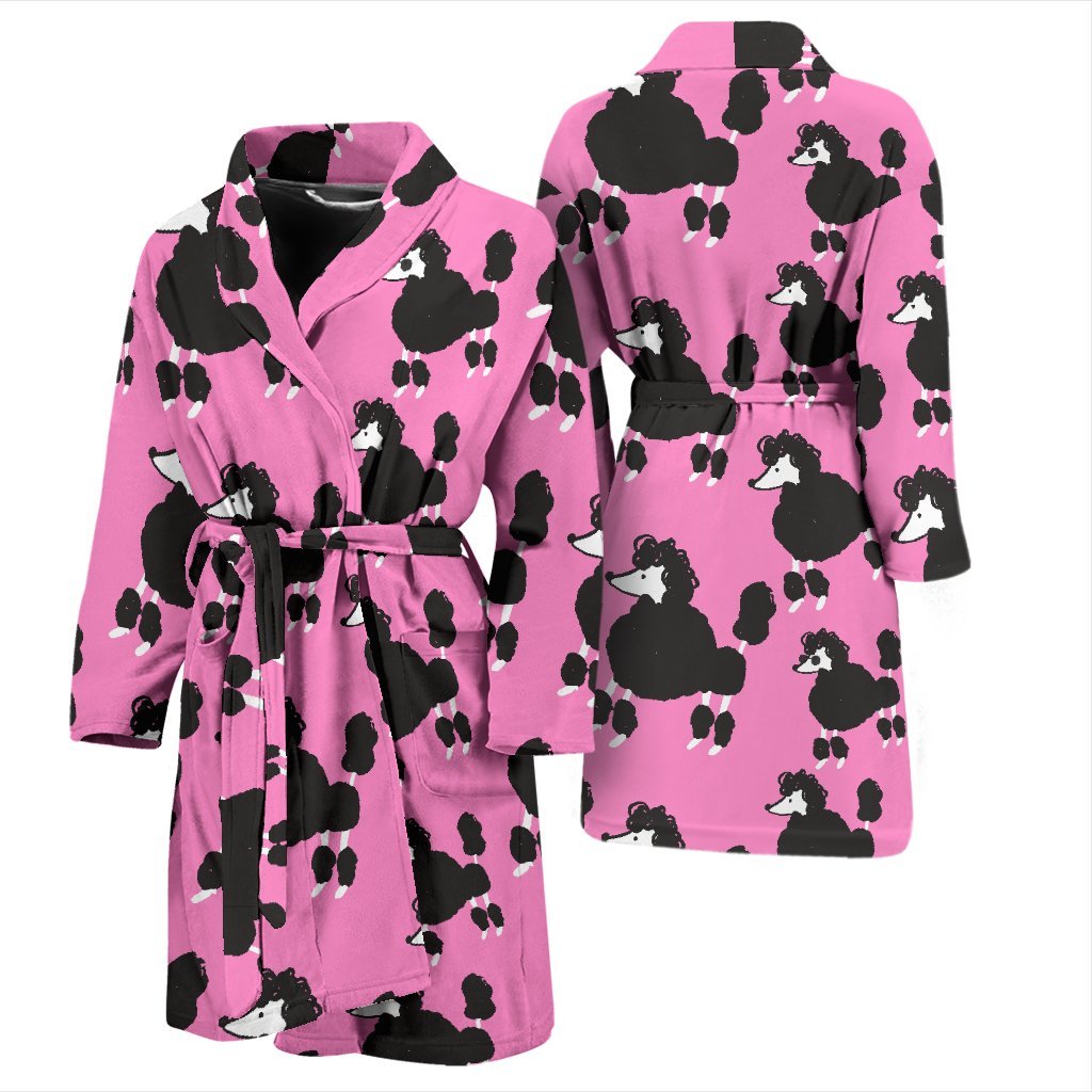 Poodle Dog Print Pattern Men Long Robe-grizzshop