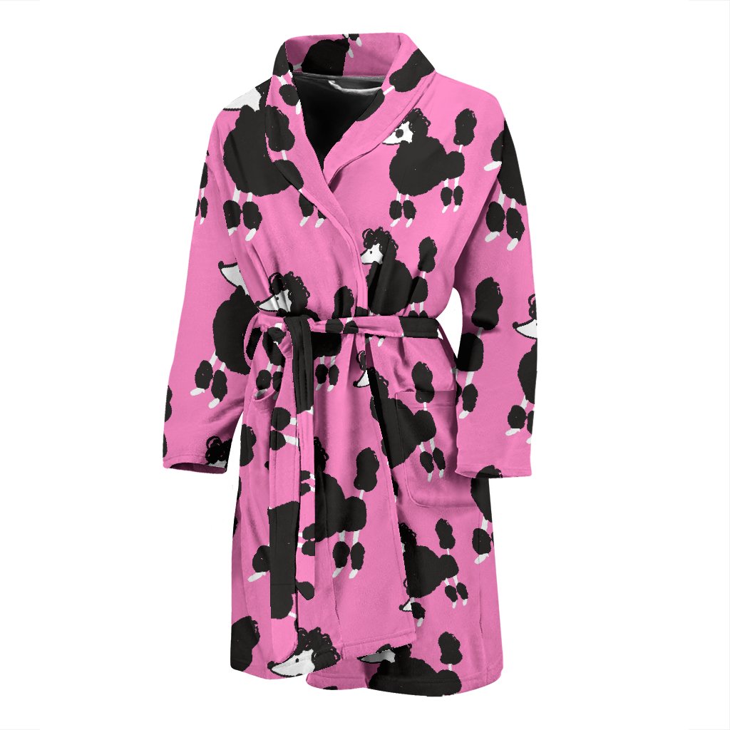 Poodle Dog Print Pattern Men Long Robe-grizzshop