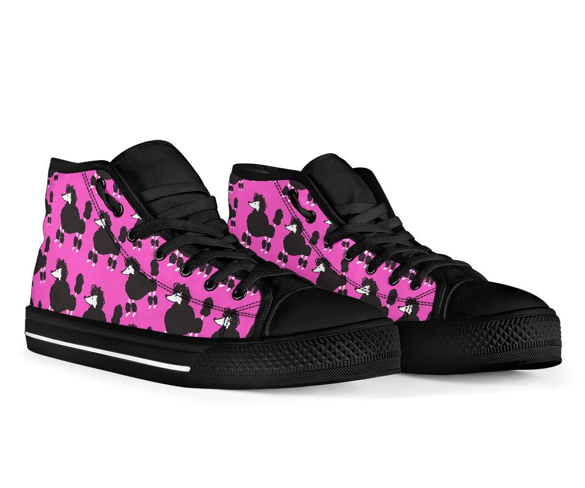 Poodle Dog Print Pattern Men Women's High Top Shoes-grizzshop