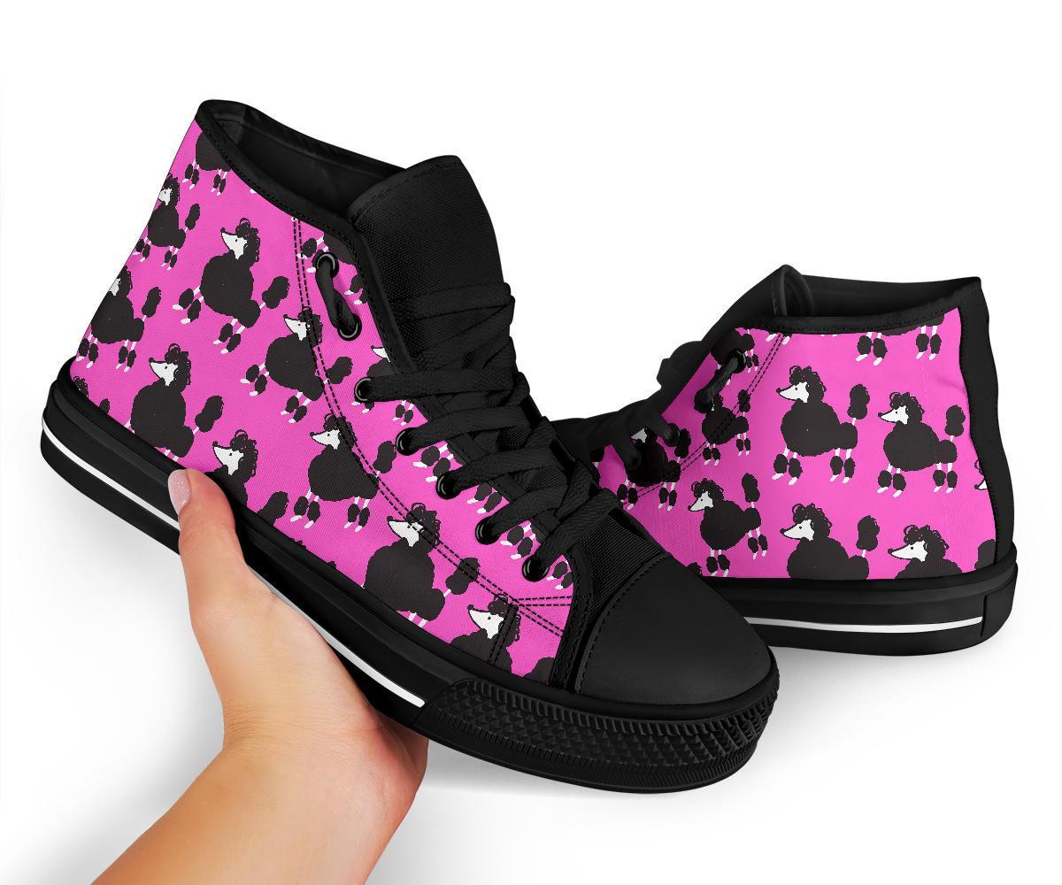 Poodle Dog Print Pattern Men Women's High Top Shoes-grizzshop