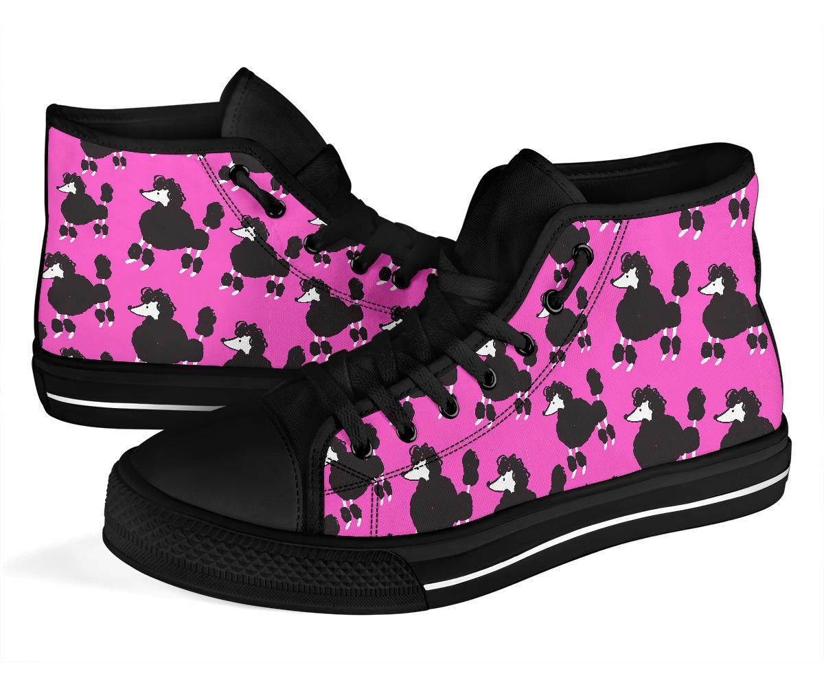 Poodle Dog Print Pattern Men Women's High Top Shoes-grizzshop