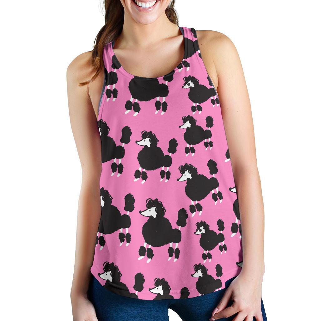 Poodle Dog Print Pattern Women's Racerback Tank Tops-grizzshop