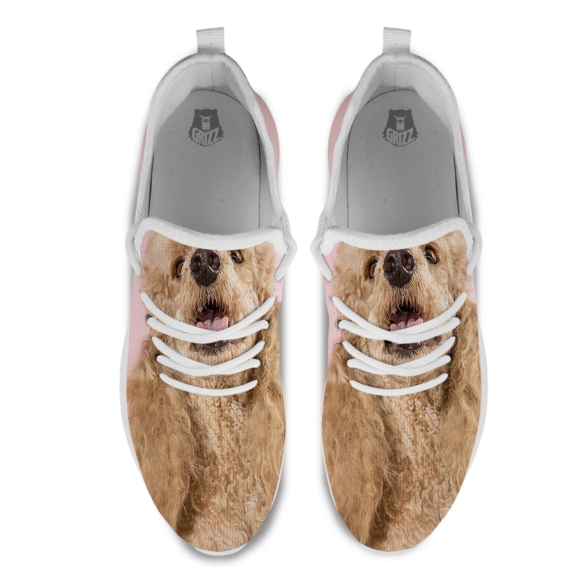 Poodle Princess Print White Athletic Shoes-grizzshop