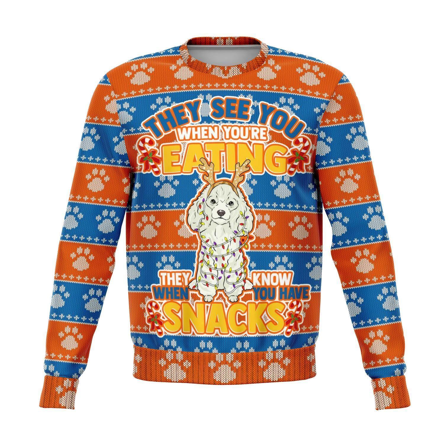 Poodle They Know When You Have Snacks Christmas Ugly Sweater-grizzshop