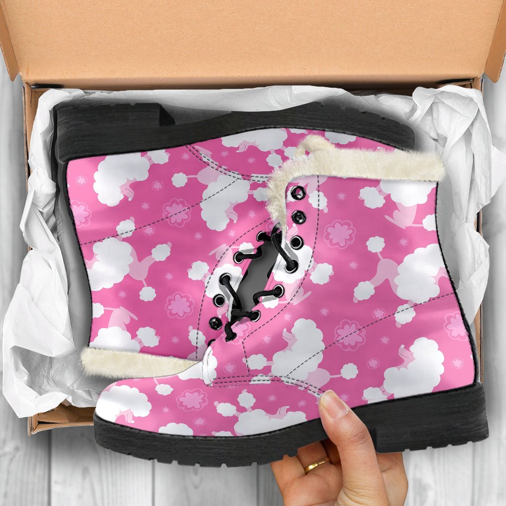 Poodle Dog Pattern Print Comfy Winter Boots-grizzshop