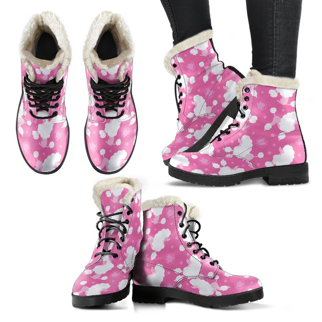 Poodle Dog Pattern Print Comfy Winter Boots-grizzshop