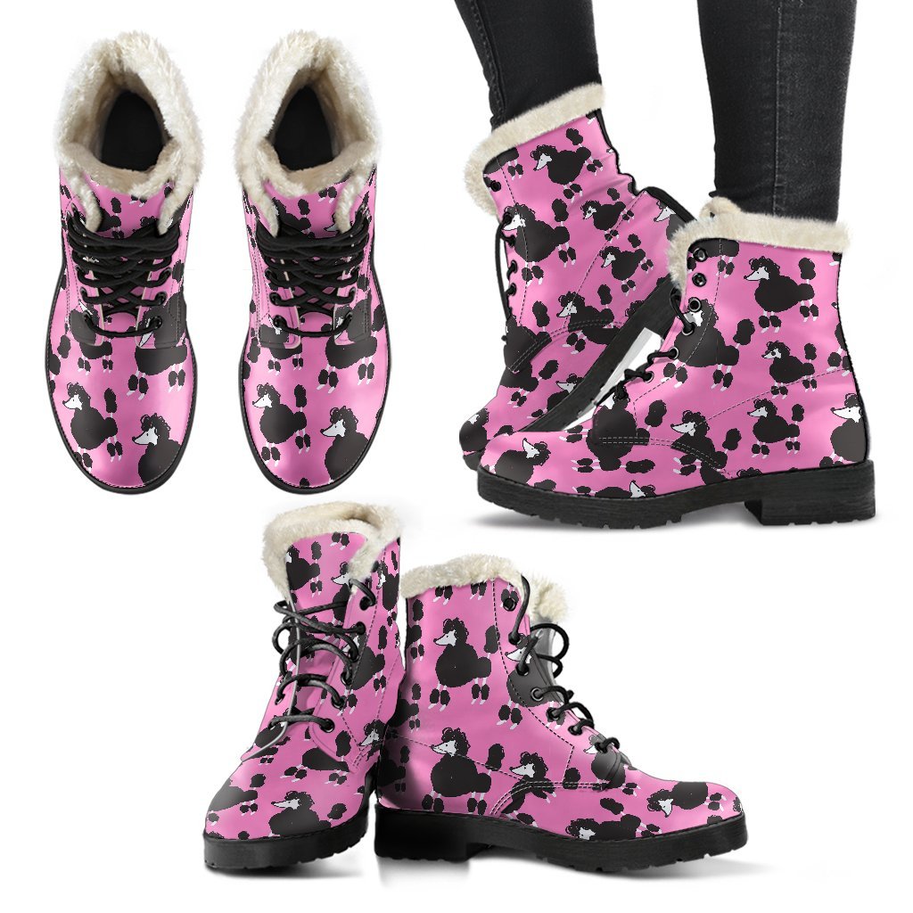 Poodle Dog Print Pattern Comfy Winter Boots-grizzshop