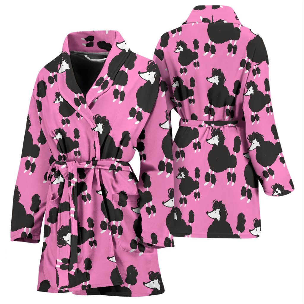 Poodle Dog Print Pattern Print Women Long Robe-grizzshop