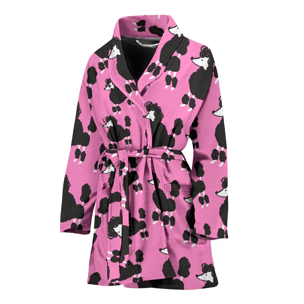 Poodle Dog Print Pattern Print Women Long Robe-grizzshop