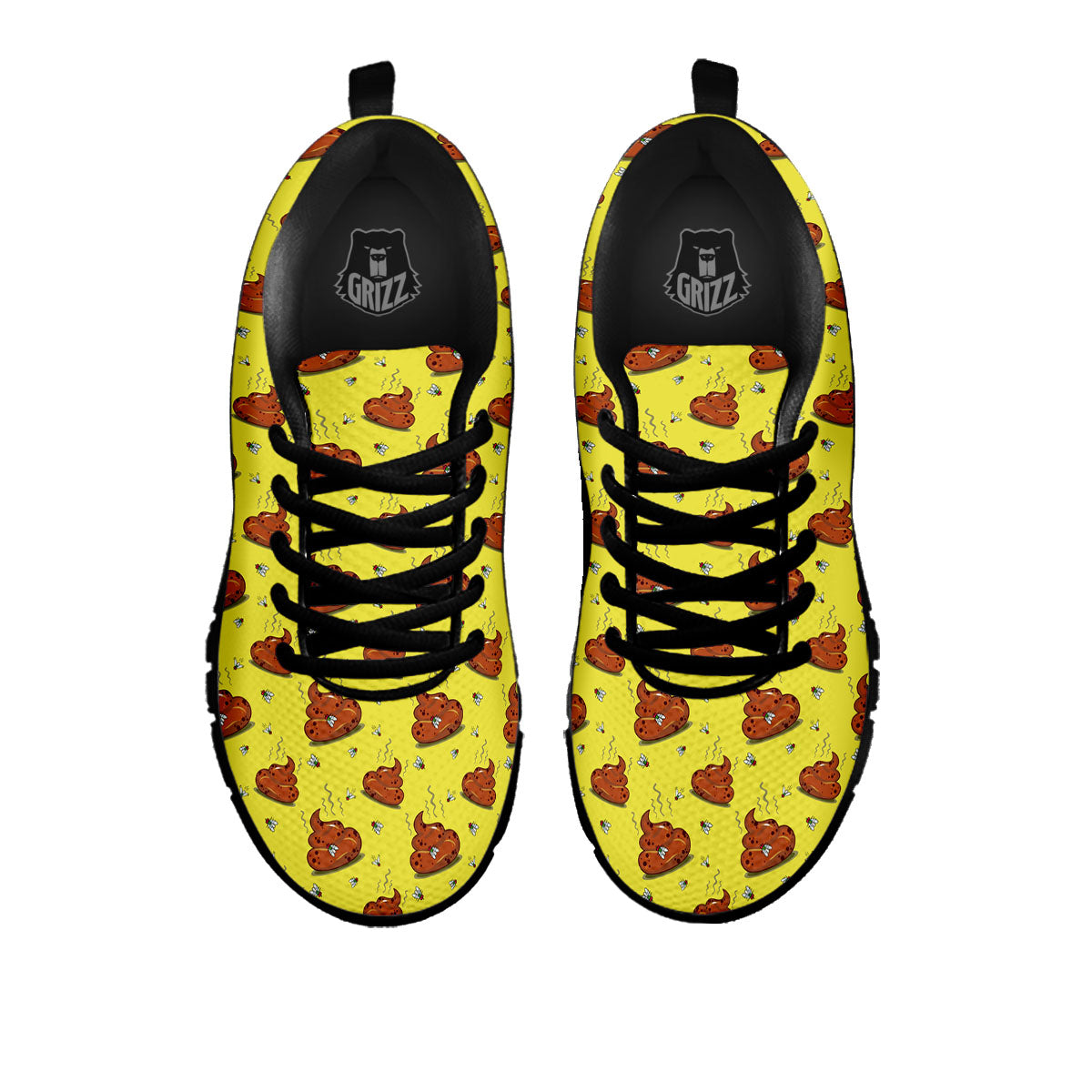 Poop Brown Print Pattern Black Sneaker-grizzshop