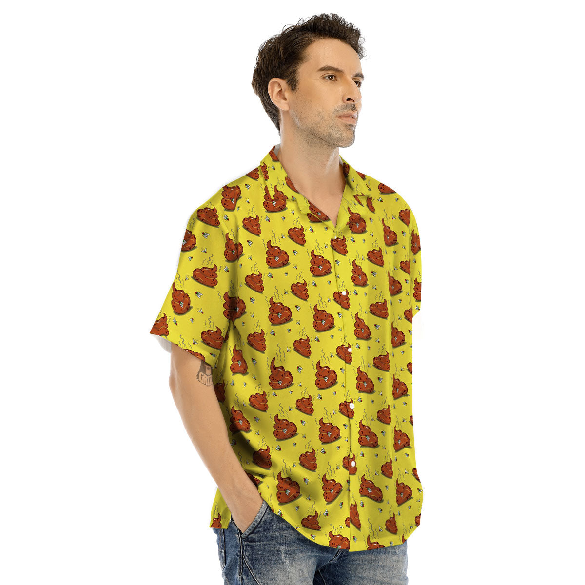 Poop Brown Print Pattern Men's Hawaiian Shirt-grizzshop