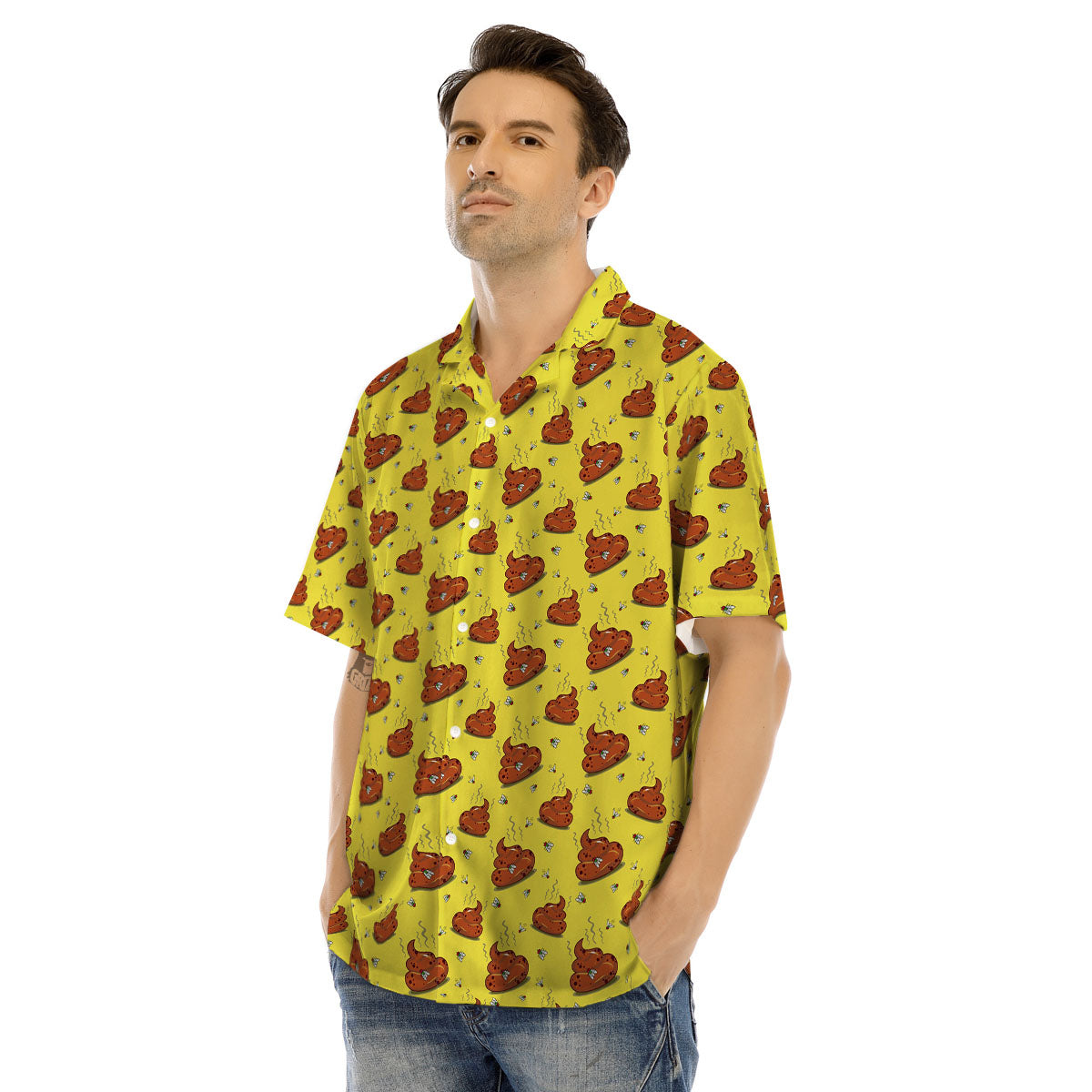 Poop Brown Print Pattern Men's Hawaiian Shirt-grizzshop