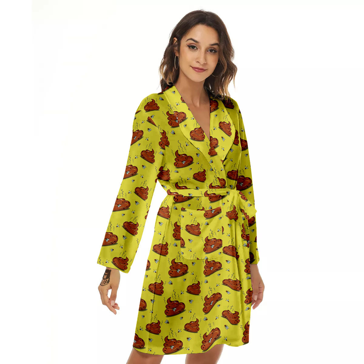 Poop Brown Print Pattern Women's Robe-grizzshop