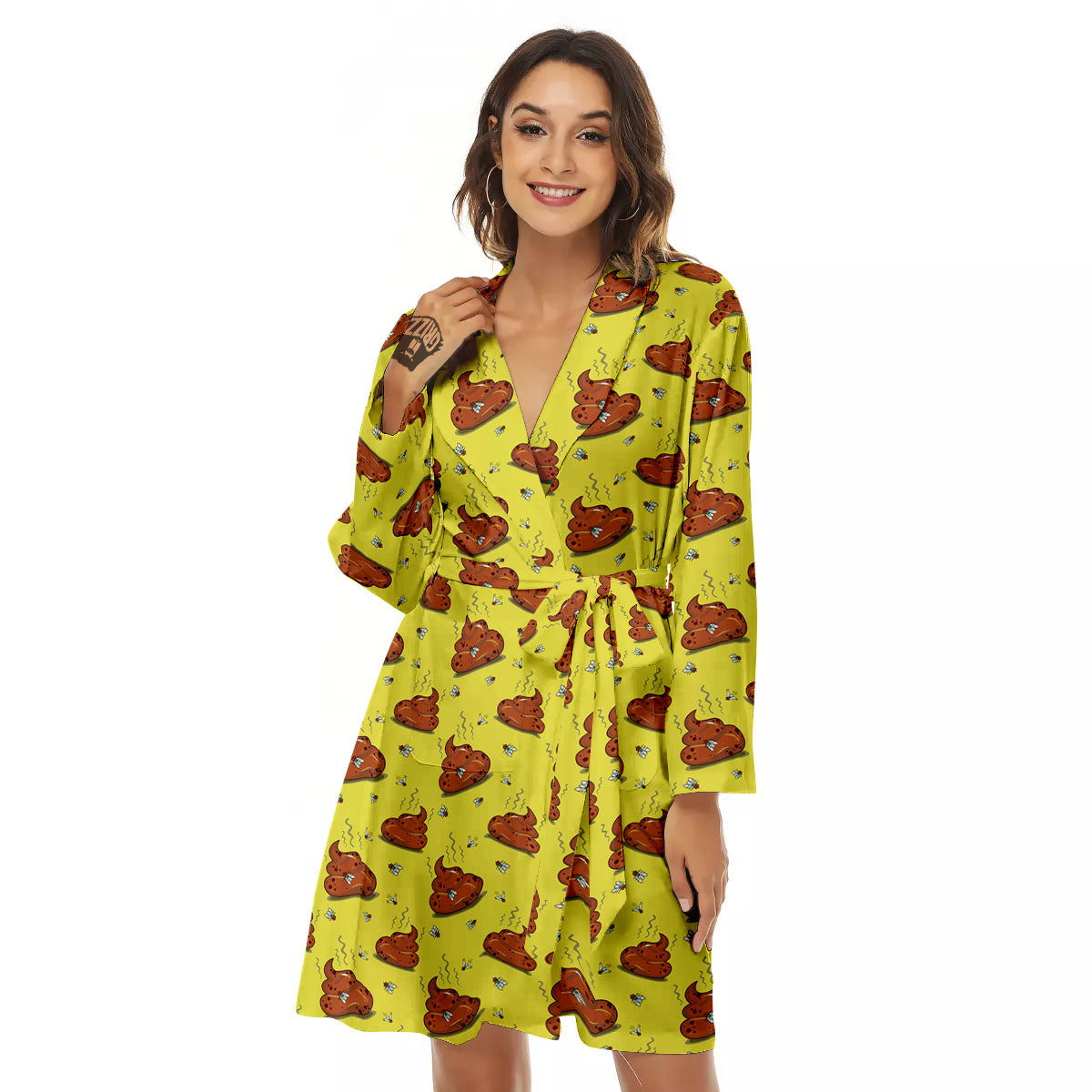 Poop Brown Print Pattern Women's Robe-grizzshop