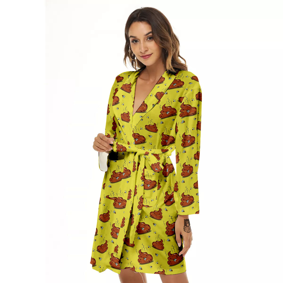 Poop Brown Print Pattern Women's Robe-grizzshop