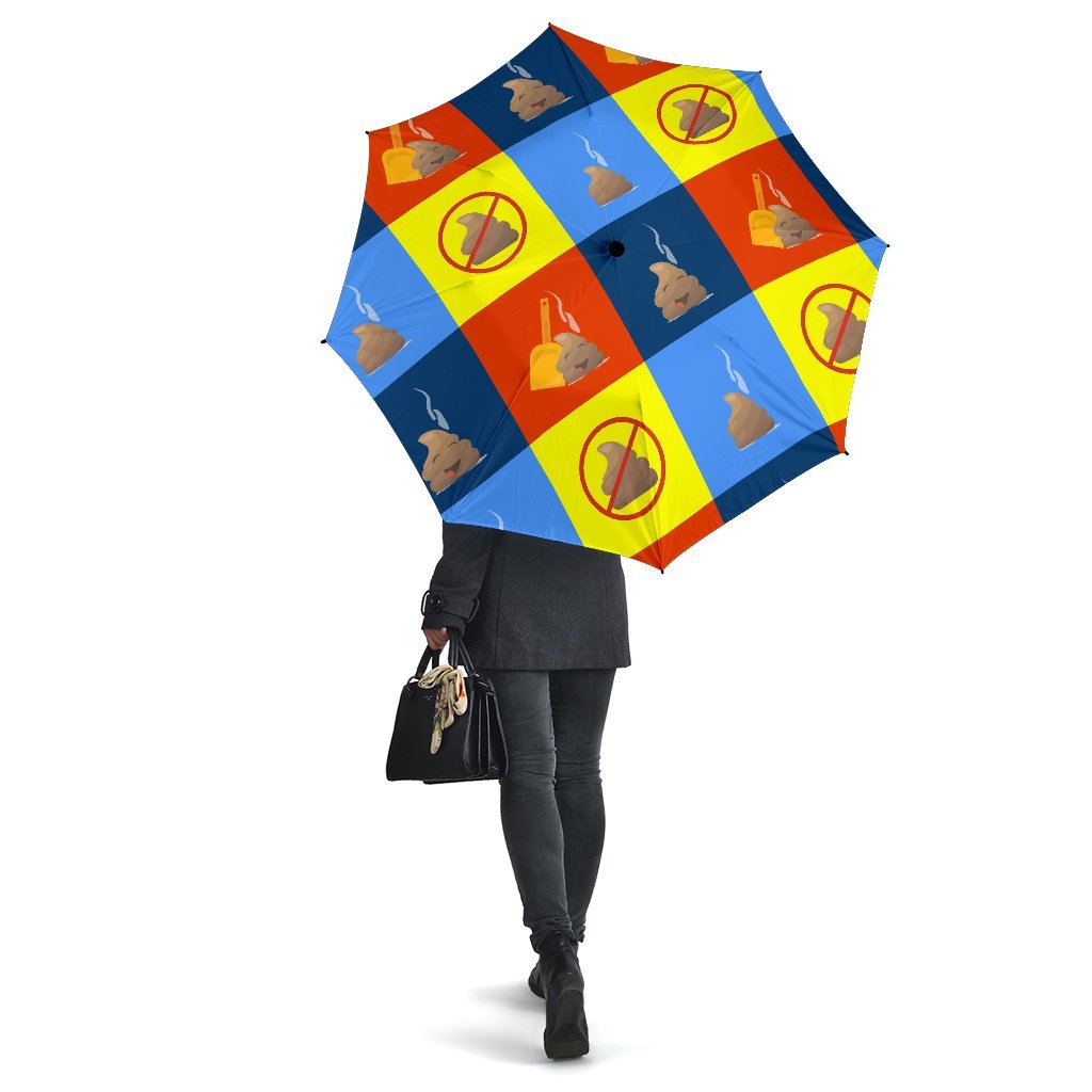 Poop Emoji Pattern Print Automatic Foldable Umbrella-grizzshop