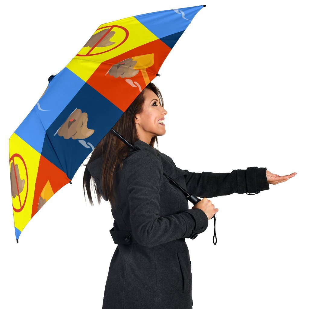 Poop Emoji Pattern Print Automatic Foldable Umbrella-grizzshop