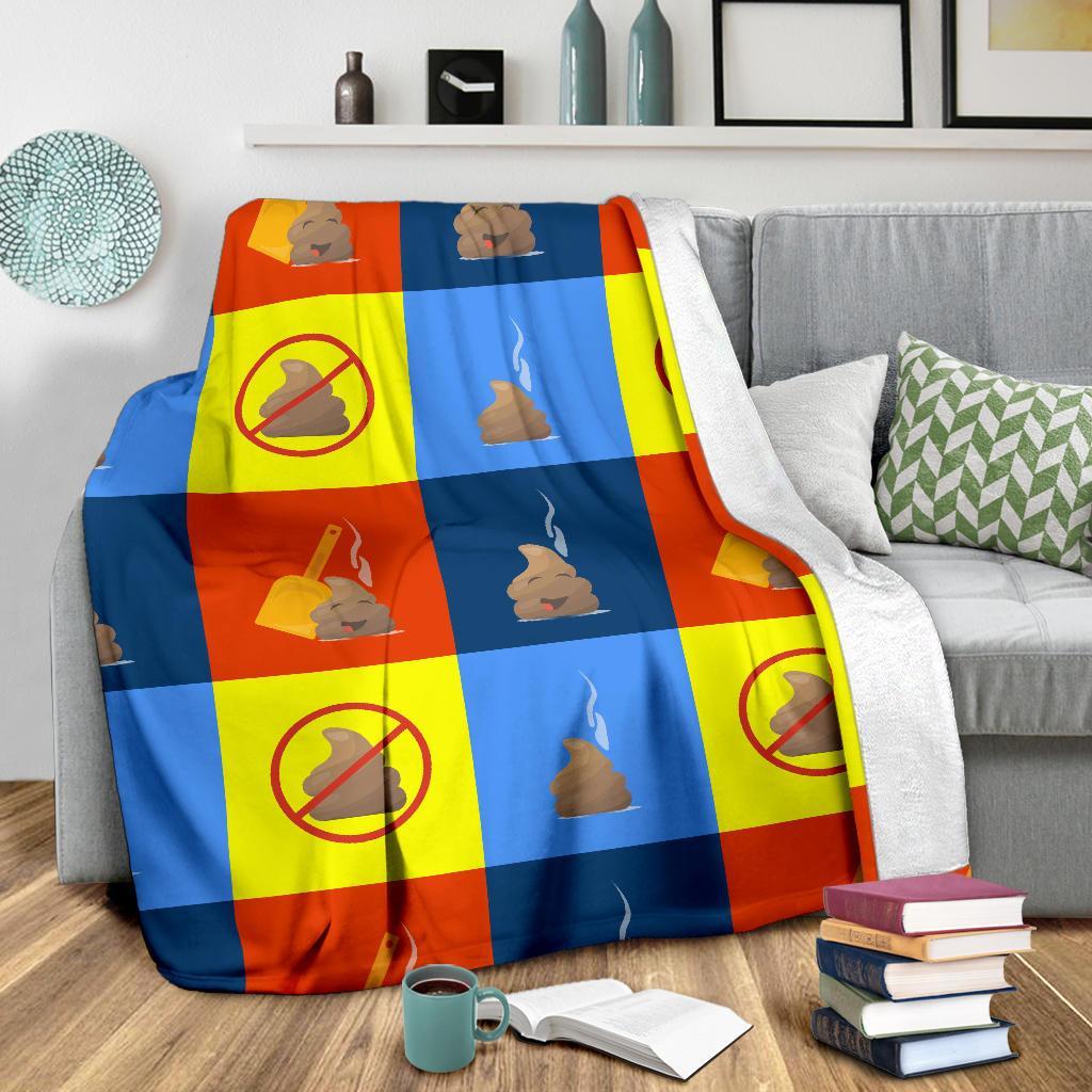 Poop Emoji Pattern Print Blanket-grizzshop