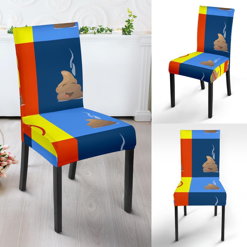 Poop Emoji Pattern Print Chair Cover-grizzshop