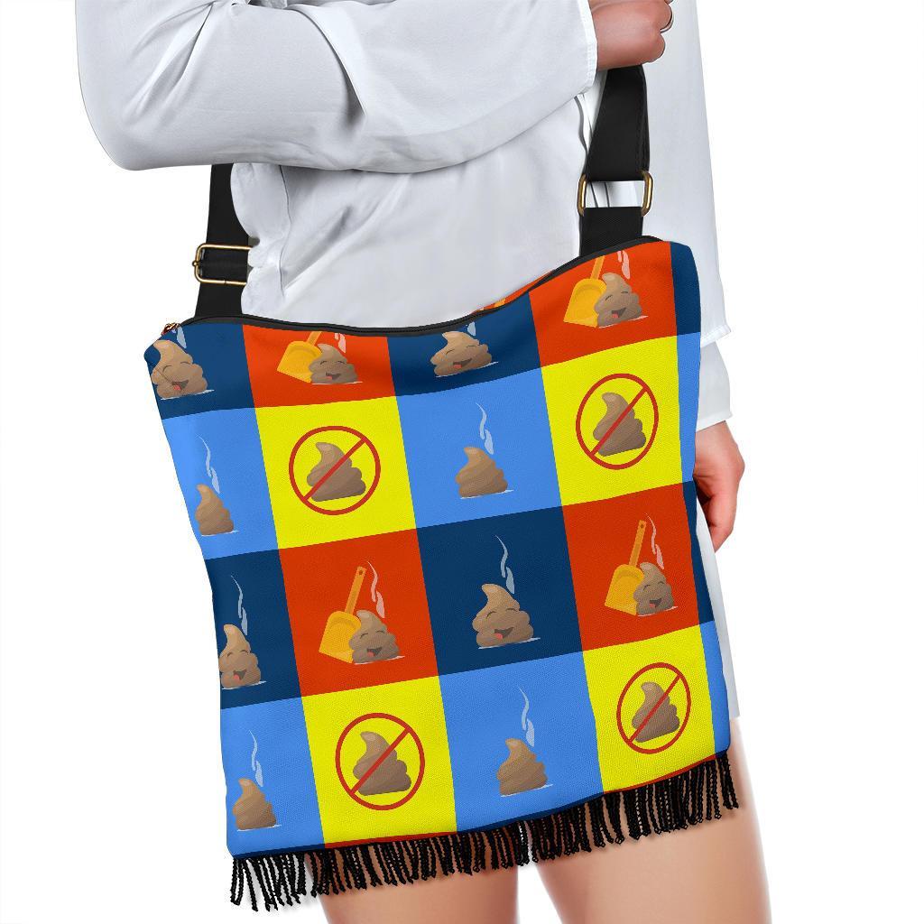 Poop Emoji Pattern Print Crossbody bags-grizzshop