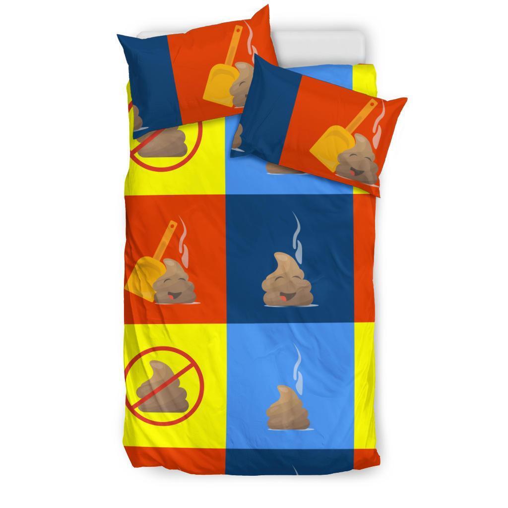 Poop Emoji Pattern Print Duvet Cover Bedding Set-grizzshop