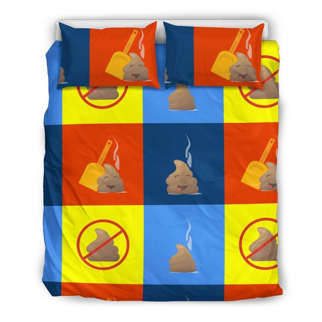 Poop Emoji Pattern Print Duvet Cover Bedding Set-grizzshop