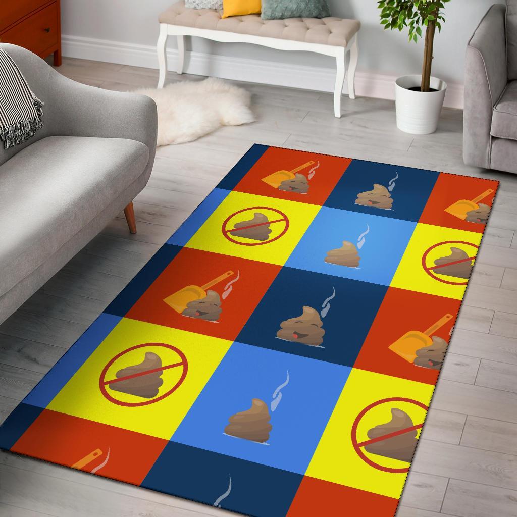 Poop Emoji Pattern Print Floor Mat-grizzshop