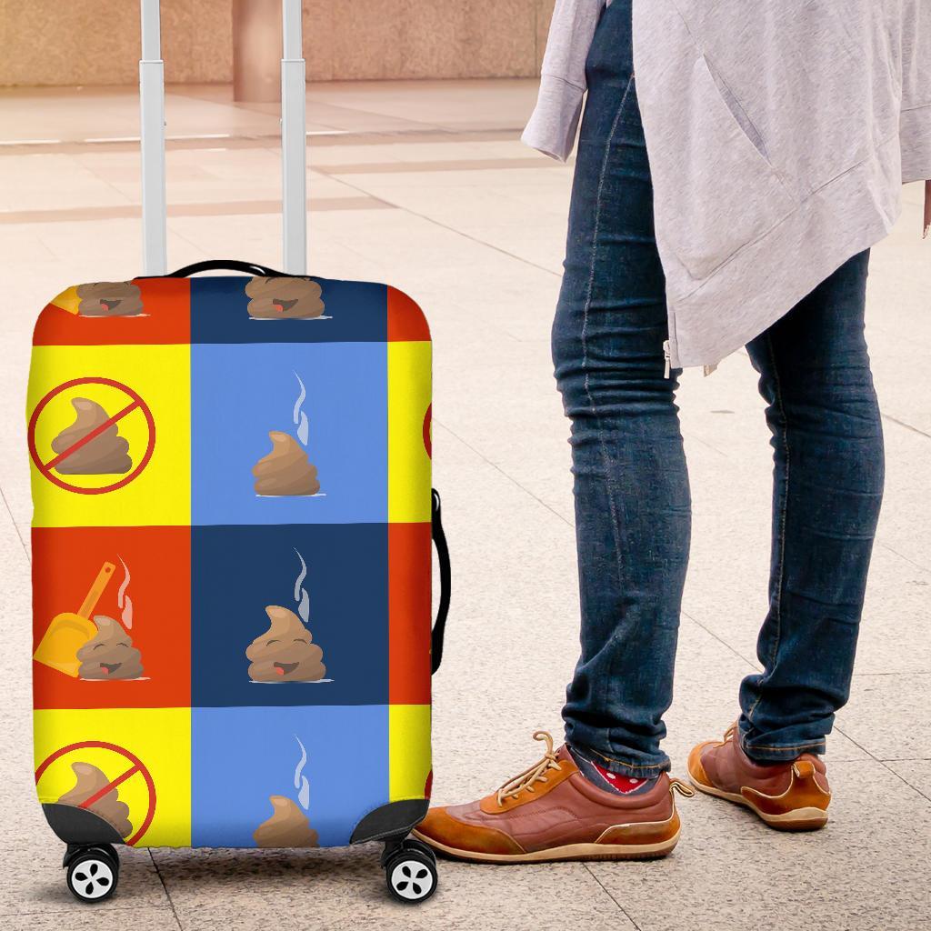 Poop Emoji Pattern Print Luggage Cover Protector-grizzshop