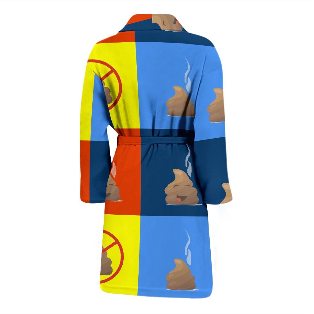 Poop Emoji Pattern Print Men Long Robe-grizzshop