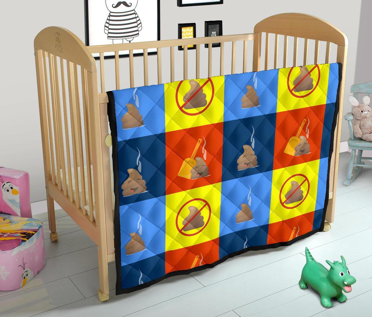 Poop Emoji Pattern Print Quilt-grizzshop