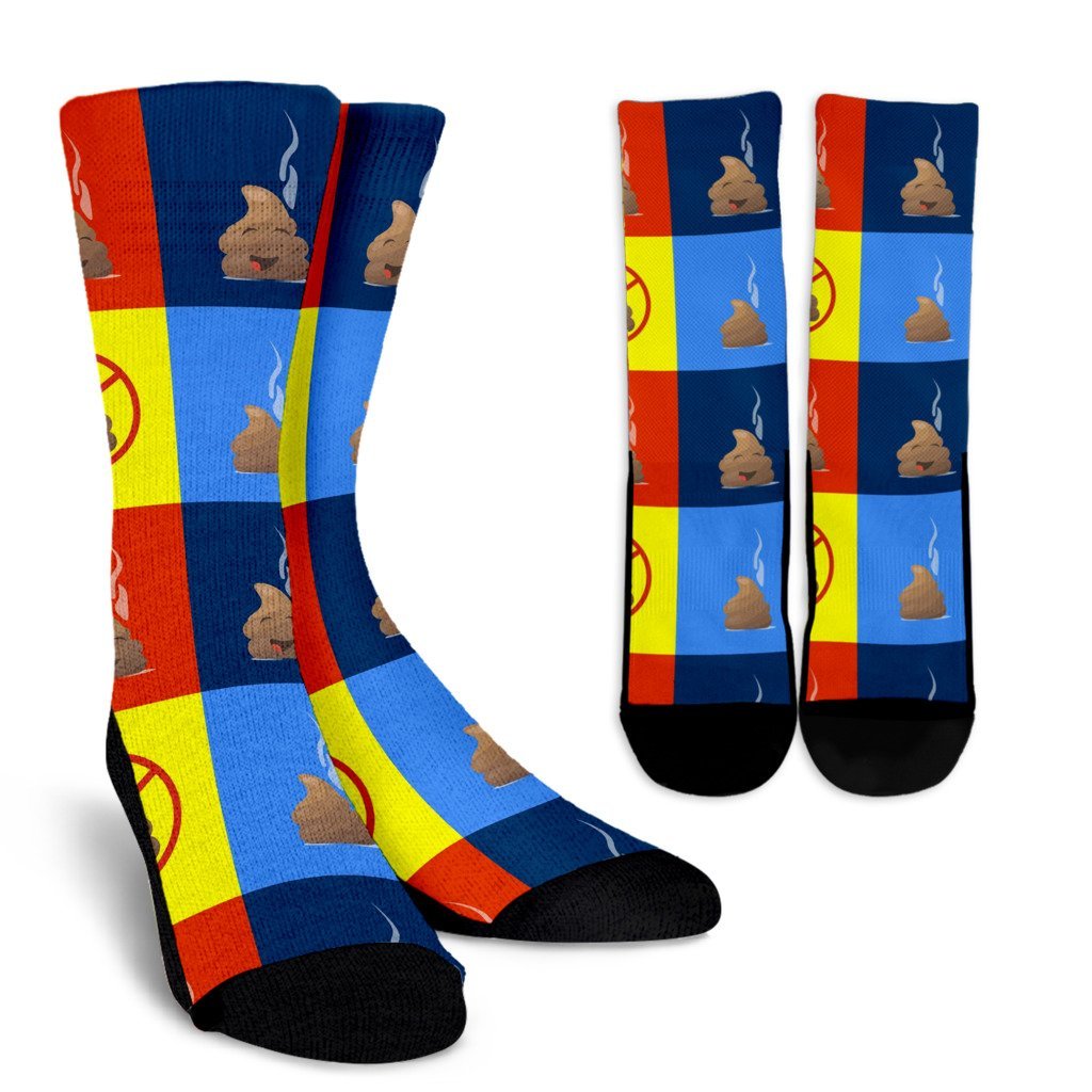 Poop Emoji Pattern Print Unisex Crew Socks-grizzshop