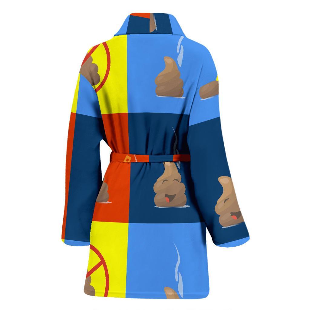 Poop Emoji Pattern Print Women Long Robe-grizzshop