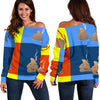 Poop Emoji Pattern Print Women Off Shoulder Sweatshirt-grizzshop