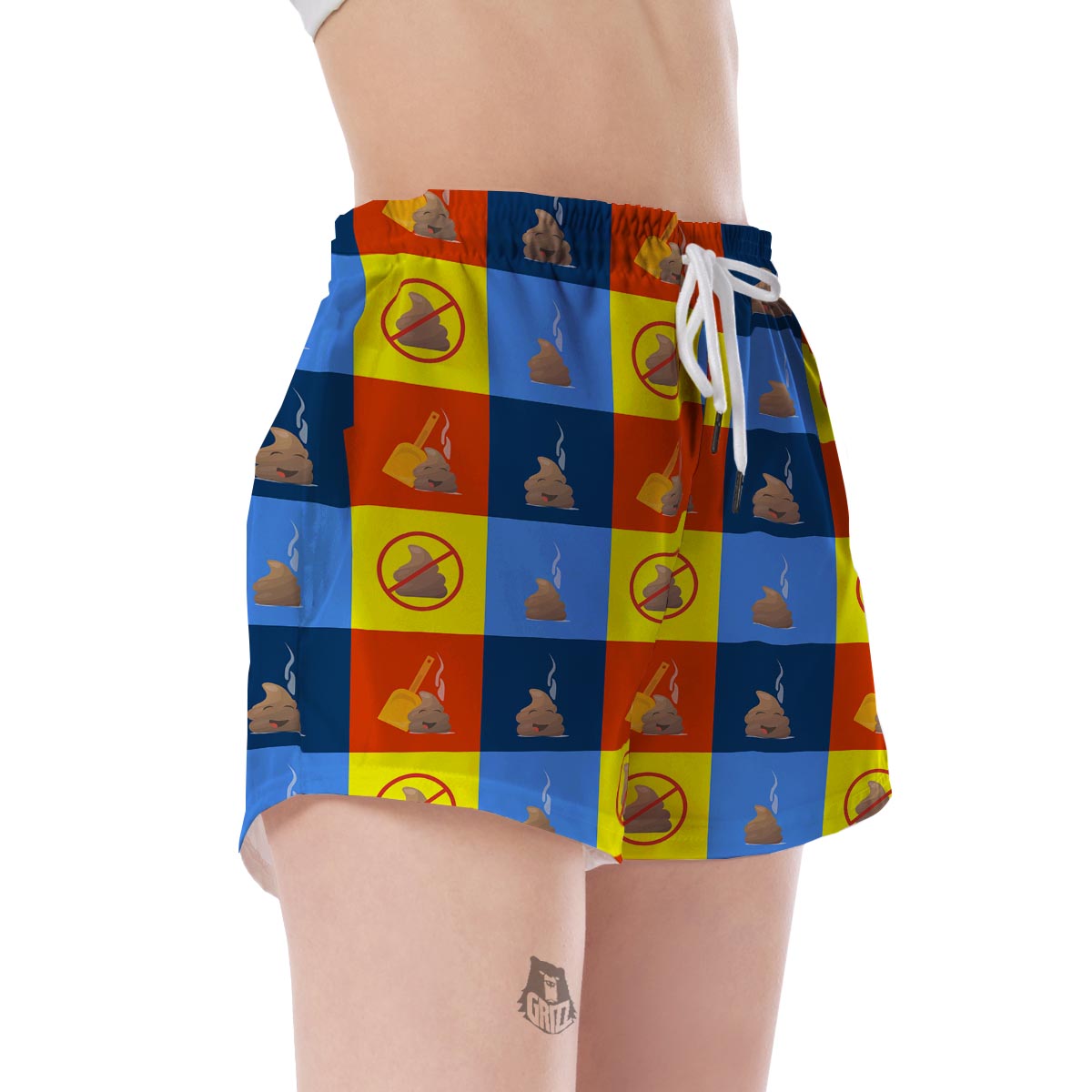 Poop Emoji Pattern Print Women's Shorts-grizzshop
