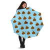 Poop Emoji Print Pattern Automatic Foldable Umbrella-grizzshop