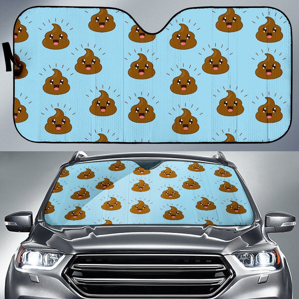Poop Emoji Print Pattern Car Sun Shade-grizzshop