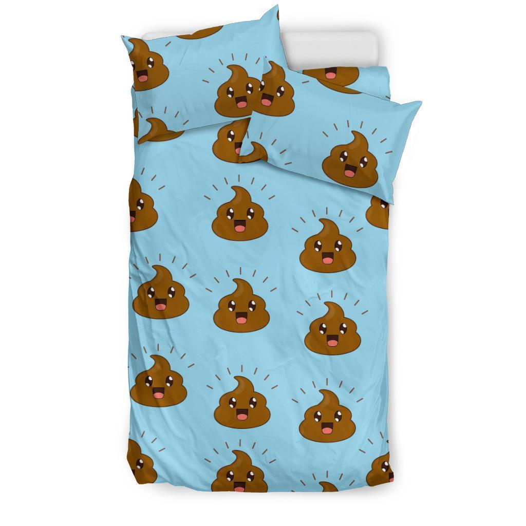 Poop Emoji Print Pattern Duvet Cover Bedding Set-grizzshop