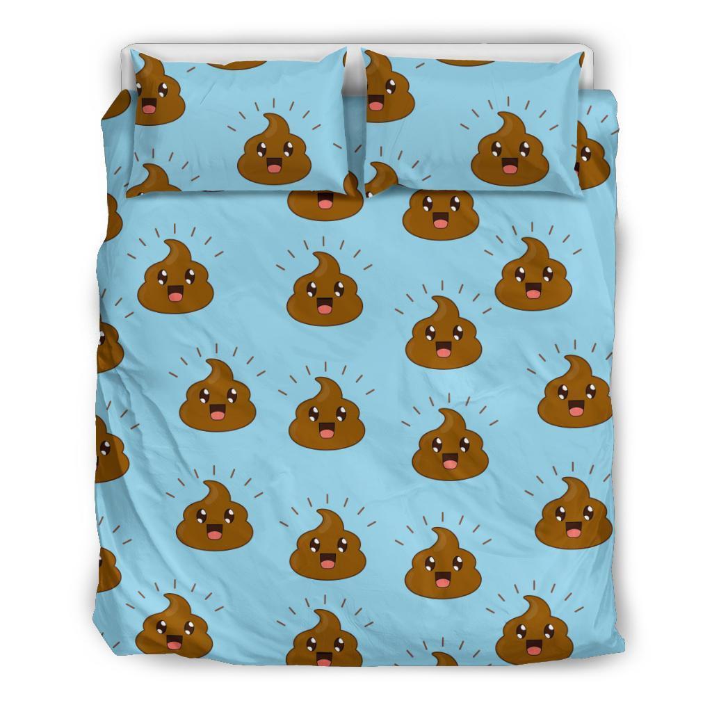 Poop Emoji Print Pattern Duvet Cover Bedding Set-grizzshop