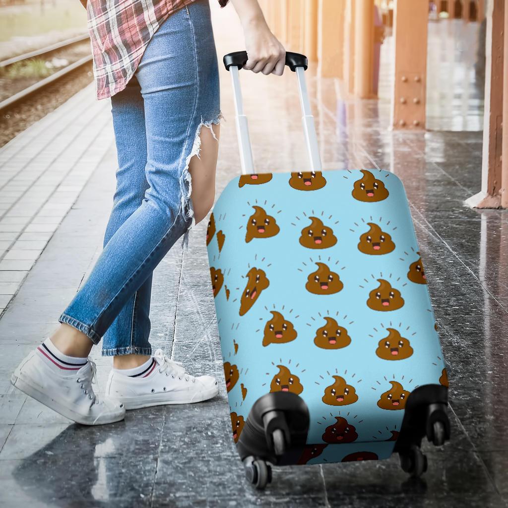 Poop Emoji Print Pattern Luggage Cover Protector-grizzshop