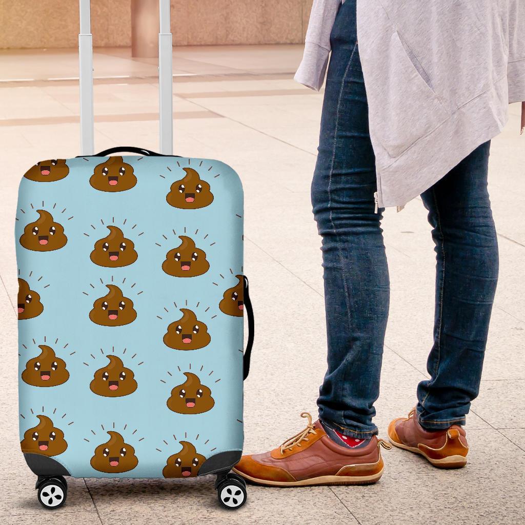 Poop Emoji Print Pattern Luggage Cover Protector-grizzshop