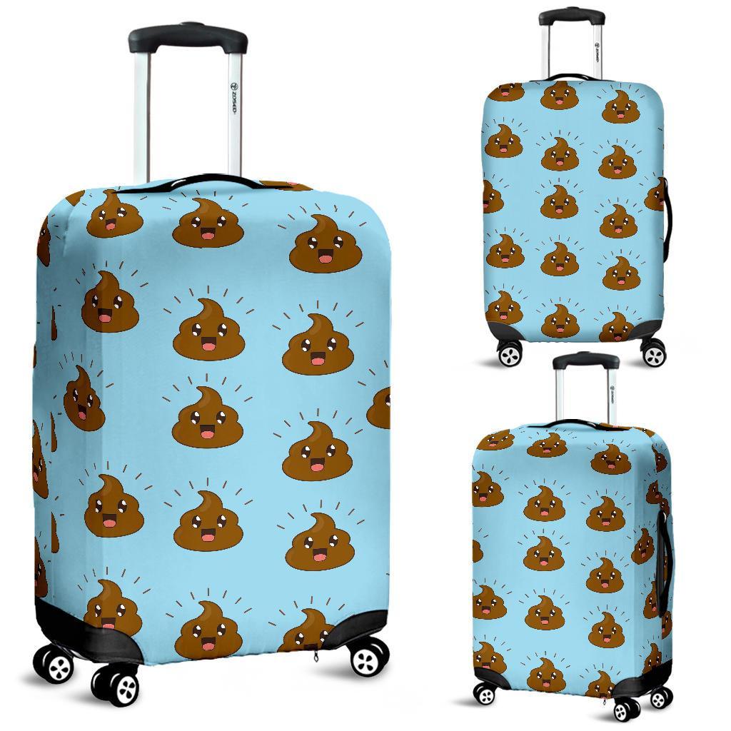 Poop Emoji Print Pattern Luggage Cover Protector-grizzshop